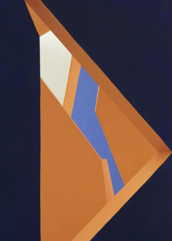 geometric shapes stacked into each other to create a level of depth and illusion and negative space