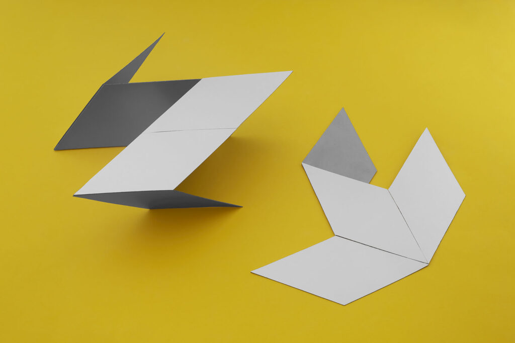 deep exploration of the rhombus shape and a visual dialog with colour and shape