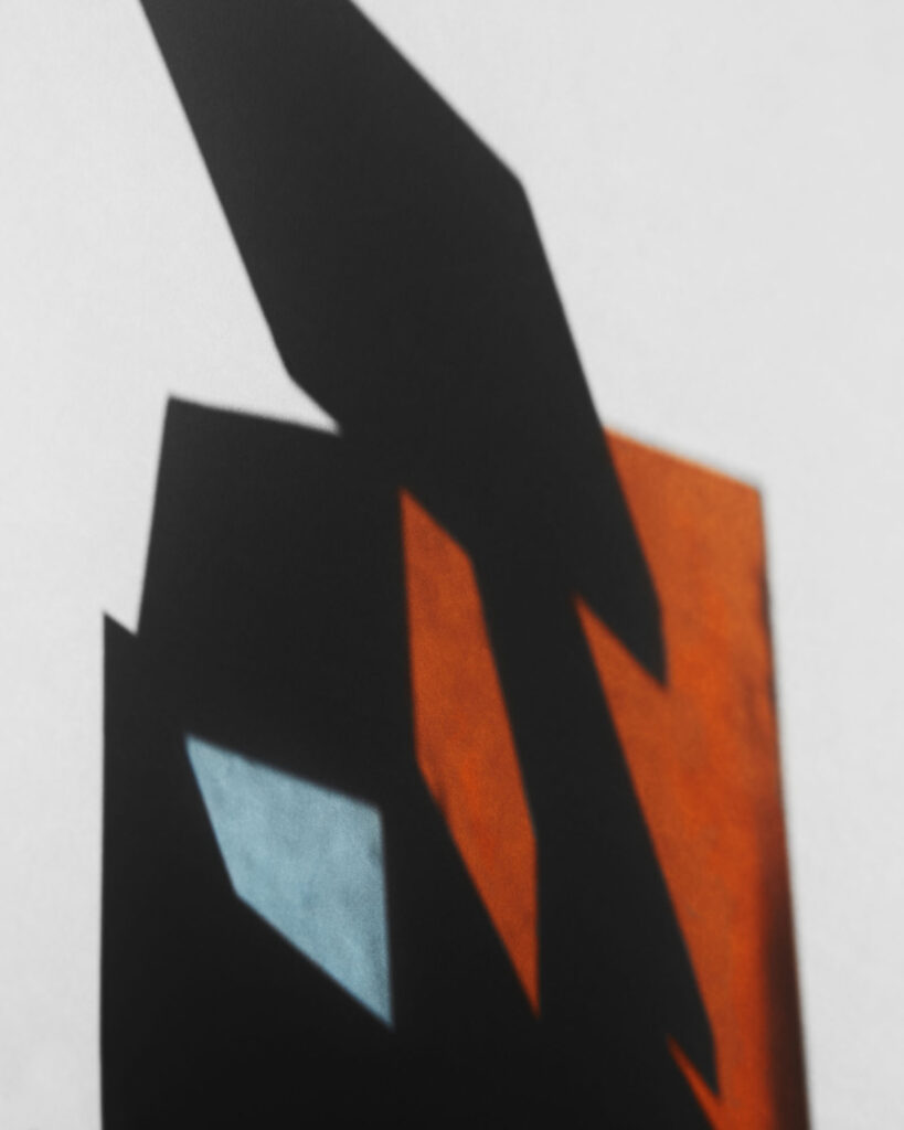 shadows of geometric shapes including colour templates to show movement and change of perspective
