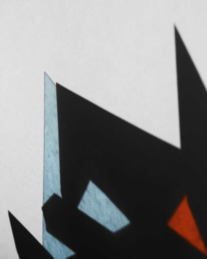 shadows of geometric shapes including colour templates to show movement and change of perspective