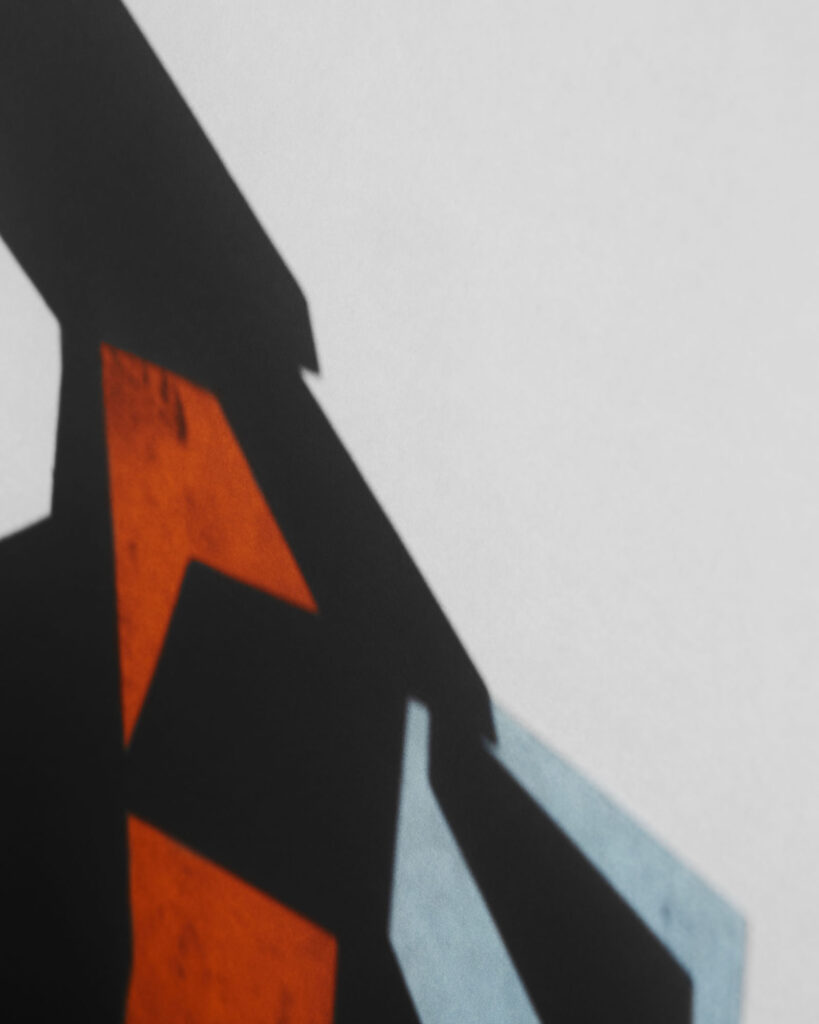 shadows of geometric shapes including colour templates to show movement and change of perspective
