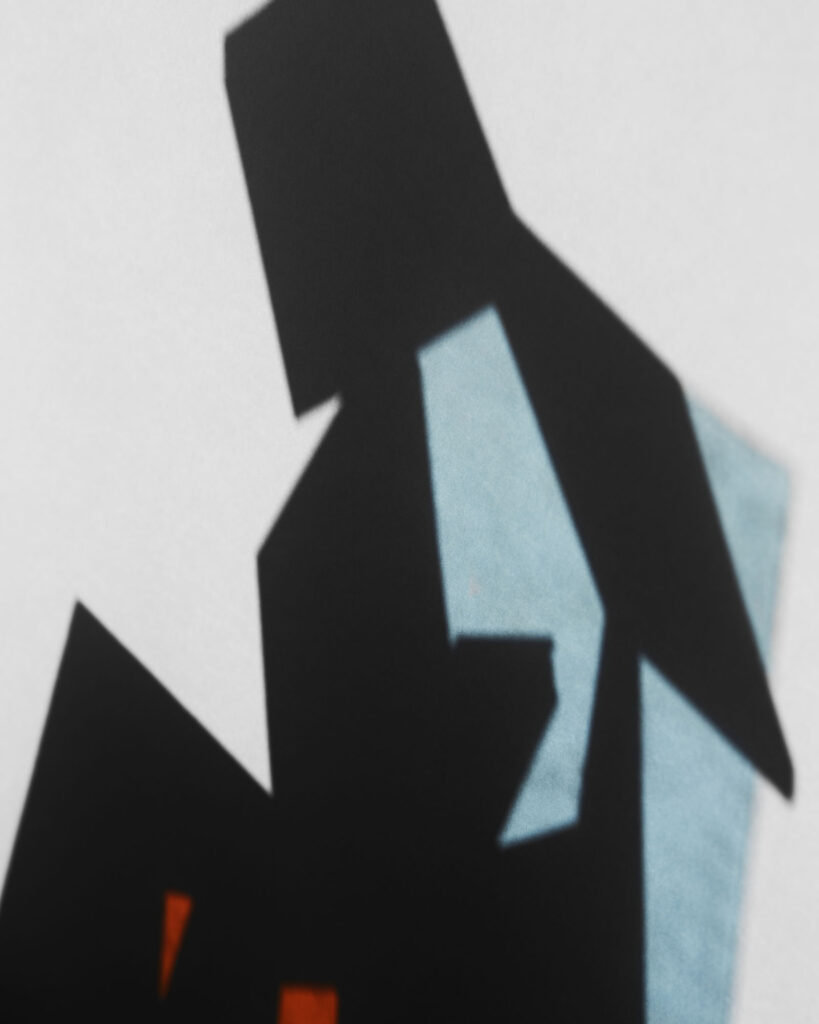 shadows of geometric shapes including colour templates to show movement and change of perspective