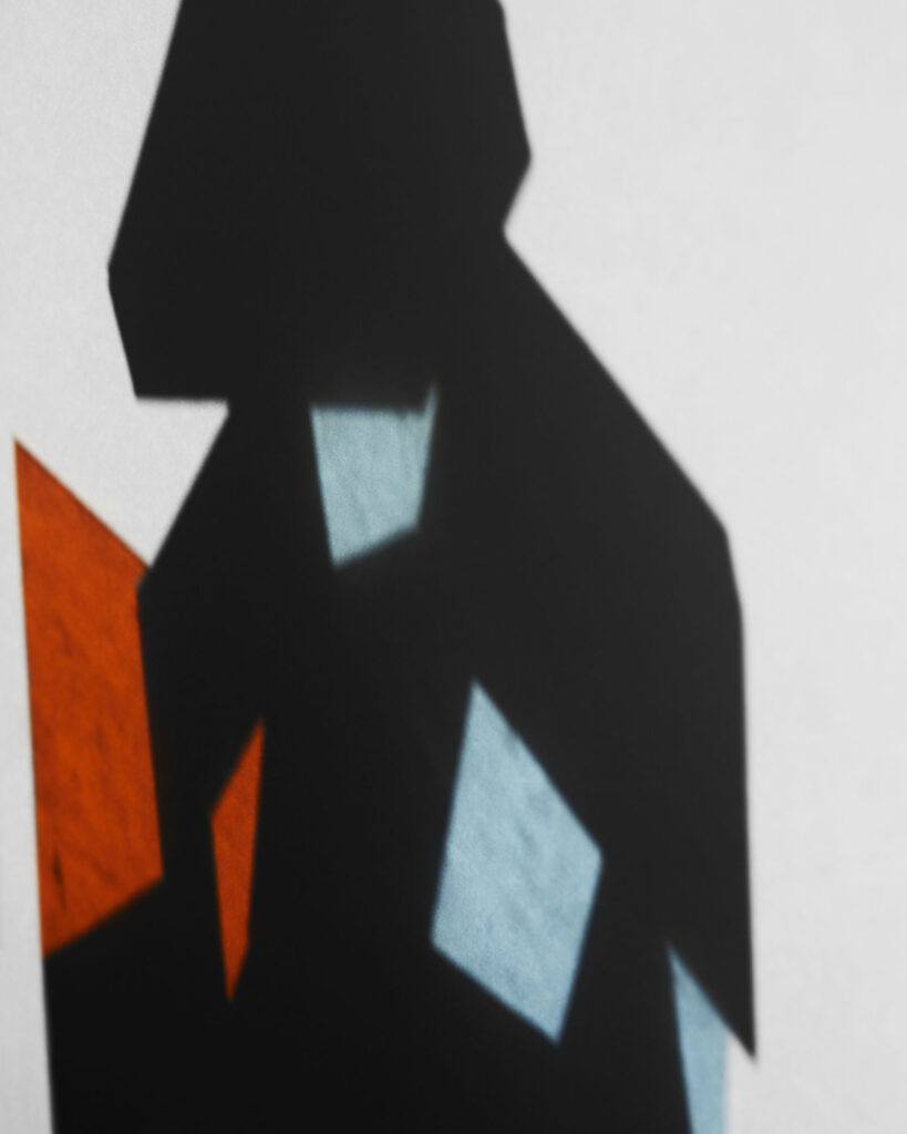 shadows of geometric shapes including colour templates to show movement and change of perspective