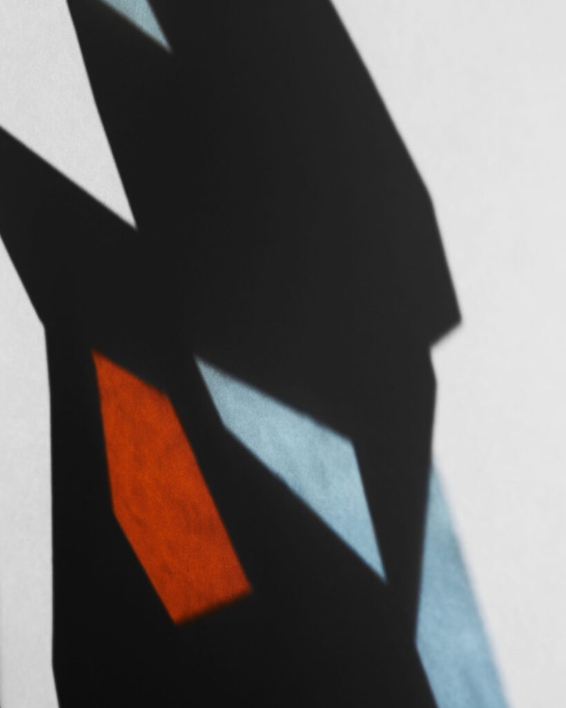 shadows of geometric shapes including colour templates to show movement and change of perspective